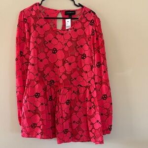 Lane Bryant Vibrant Red Lace Top